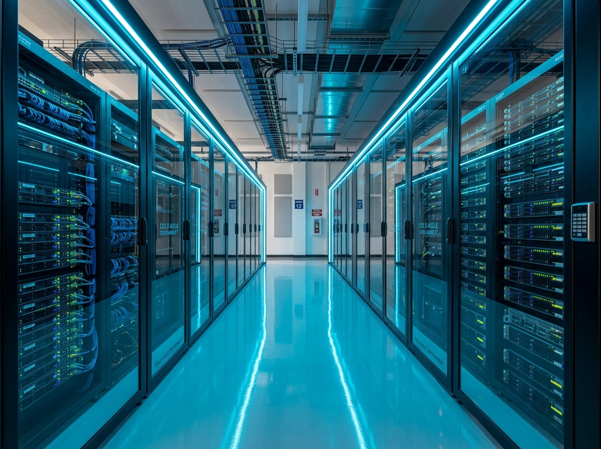 İnoxweb Tier-III İstanbul Veri Merkezi Koridoru ve Fiziksel Sunucu Kabinleri